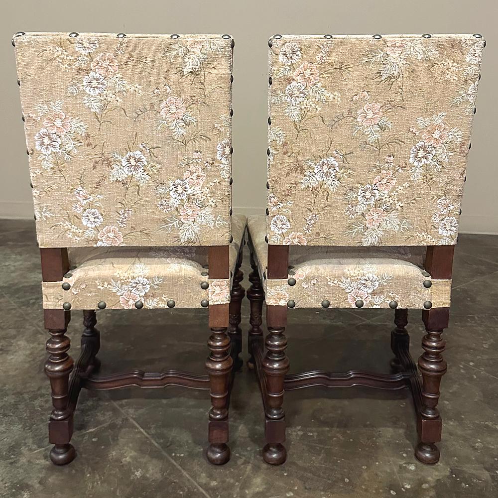 Set of 4 Antique French Louis XIV Walnut Salon Chairs ~ Side Chairs For Sale 3