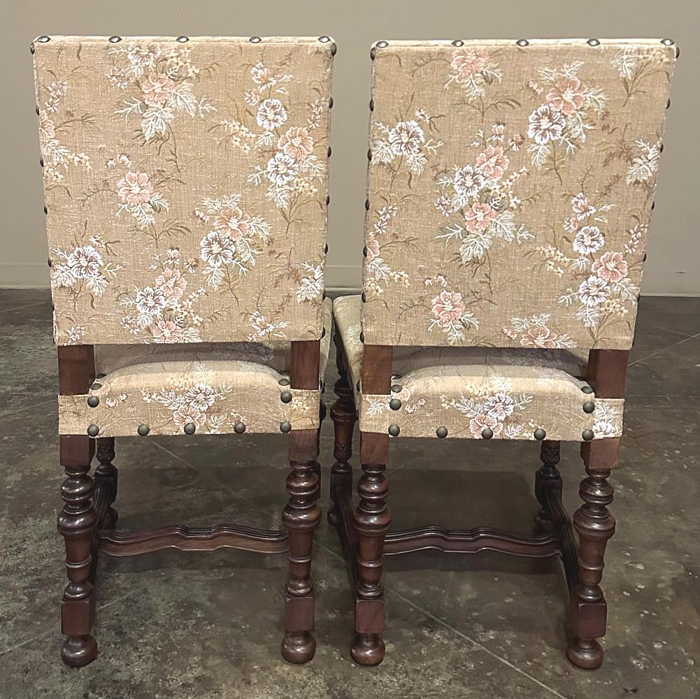 Set of 4 Antique French Louis XIV Walnut Salon Chairs ~ Side Chairs For Sale 1