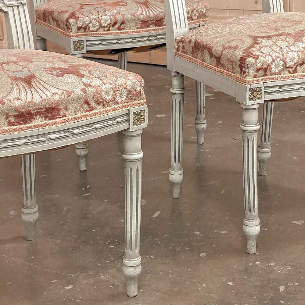 Set of 4 Antique French Louis XVI Painted Chairs For Sale 4