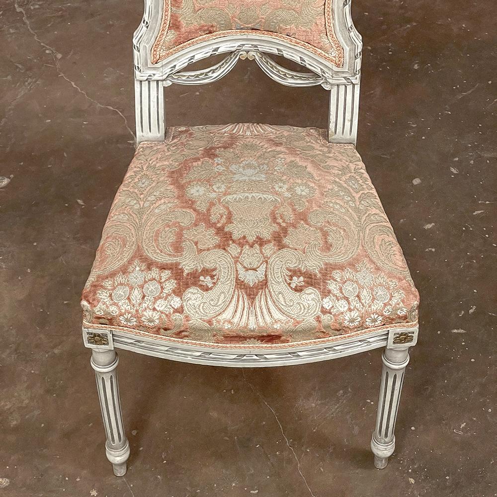 Set of 4 Antique French Louis XVI Painted Chairs For Sale 7