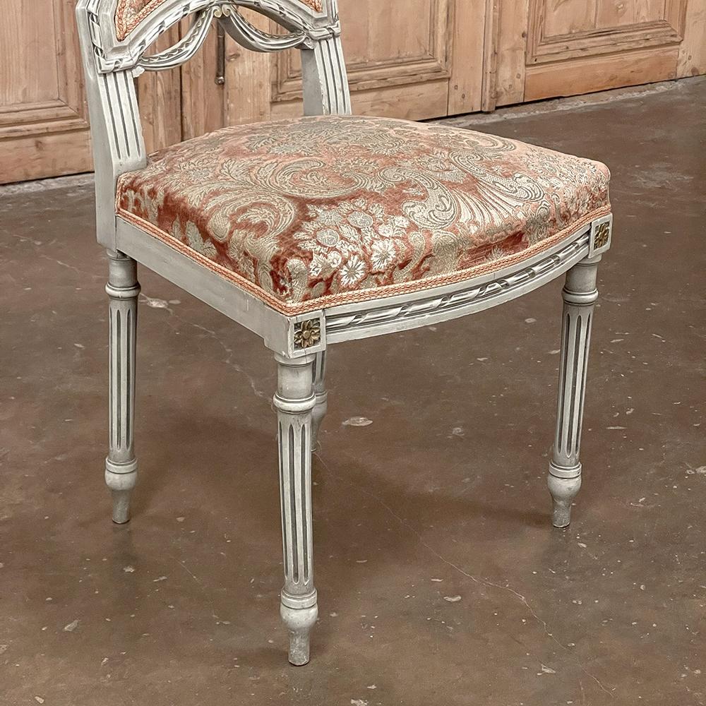Set of 4 Antique French Louis XVI Painted Chairs For Sale 10