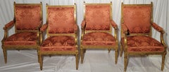 Set of 4 Antique French Régence Style Gold Leaf Armchairs, Circa 1885.