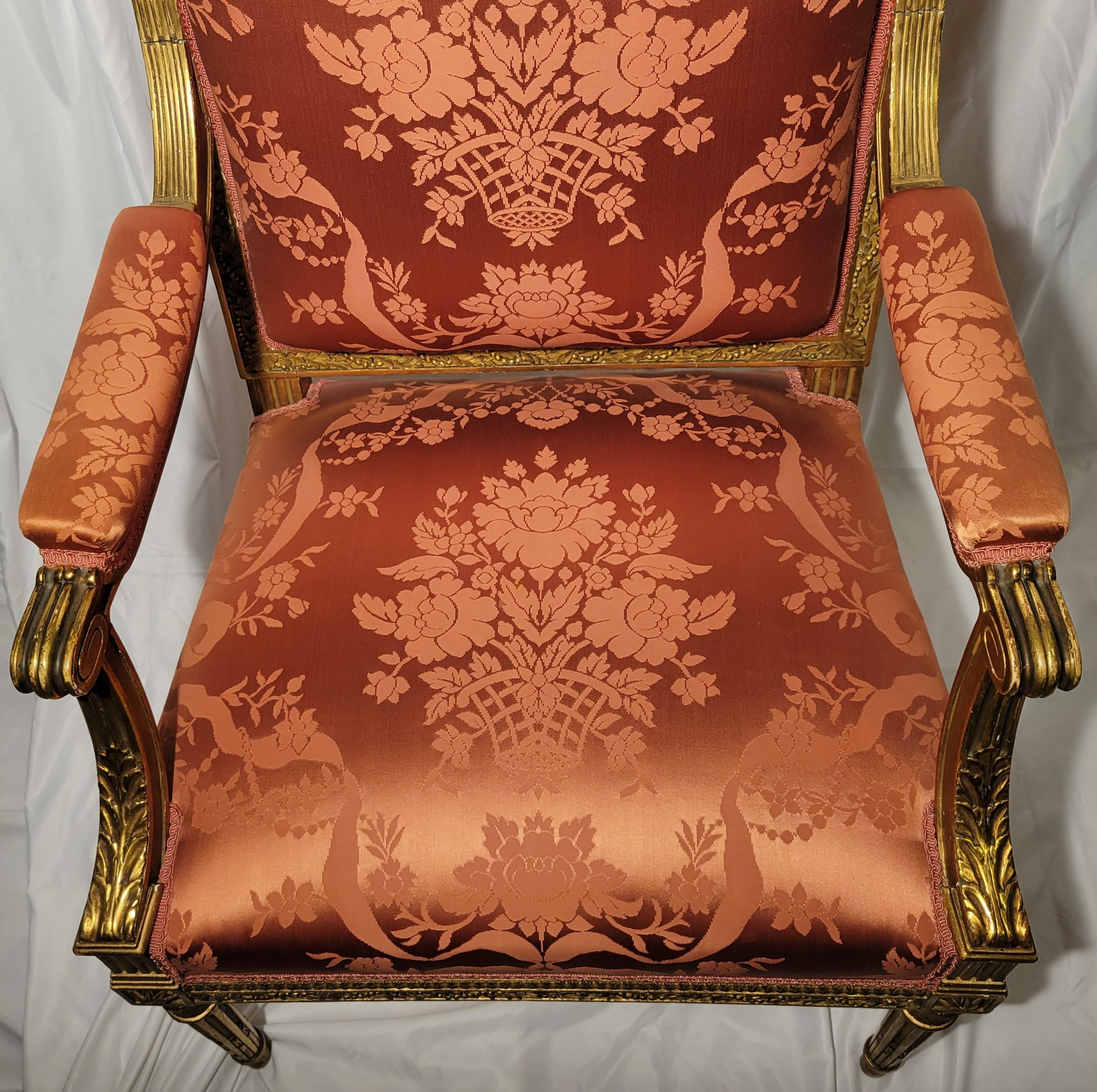 XIX secolo Set di 4 poltrone in stile Régence francese con foglia d'oro, CIRCA 1885. in vendita