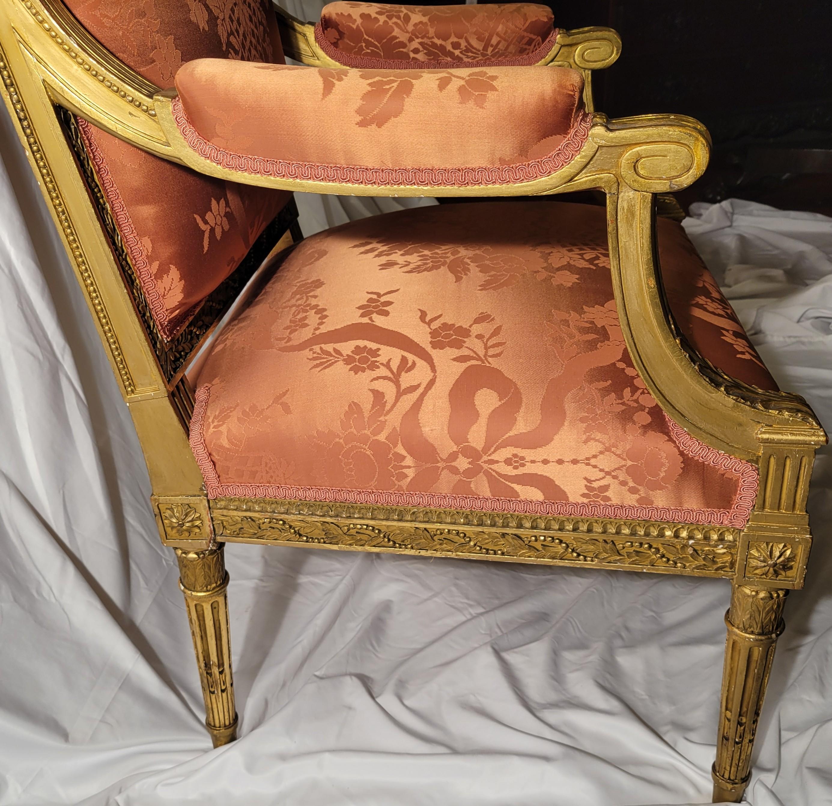Legno Set di 4 poltrone in stile Régence francese con foglia d'oro, CIRCA 1885. in vendita