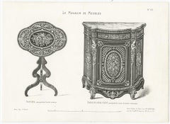 Set of 4 Antique Furniture Prints of Bahuts and Étagères by Quetin, circa 1860