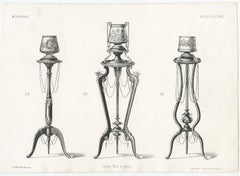 Set von 4 antiken Möbeldrucken verschiedener Pflanzgefäße von Quetin, um 1860