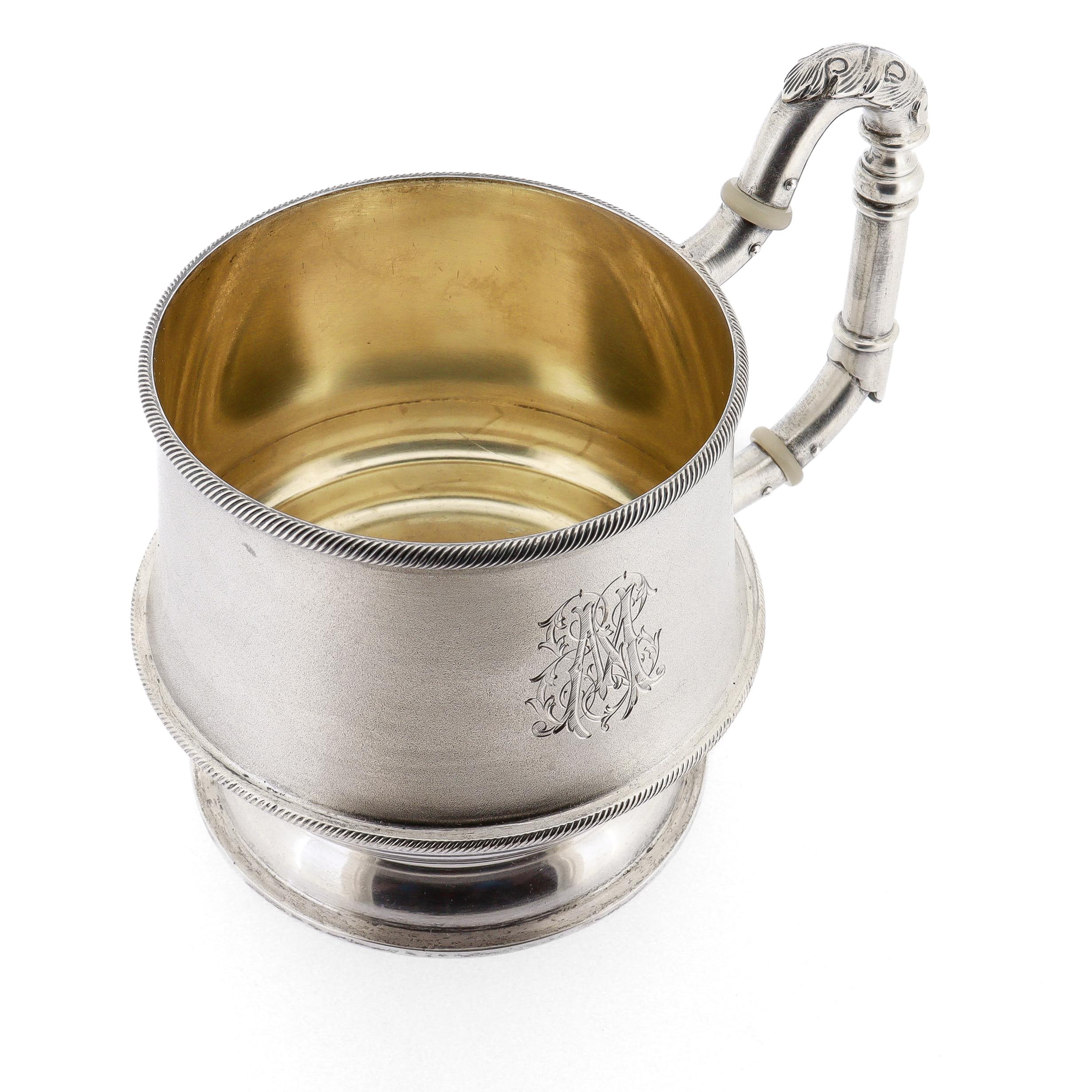 Argento Set di 4 antiche tazze da tè/vodka in argento tedesco dorato 84 Zolotnik di E. Goldschmidt in vendita