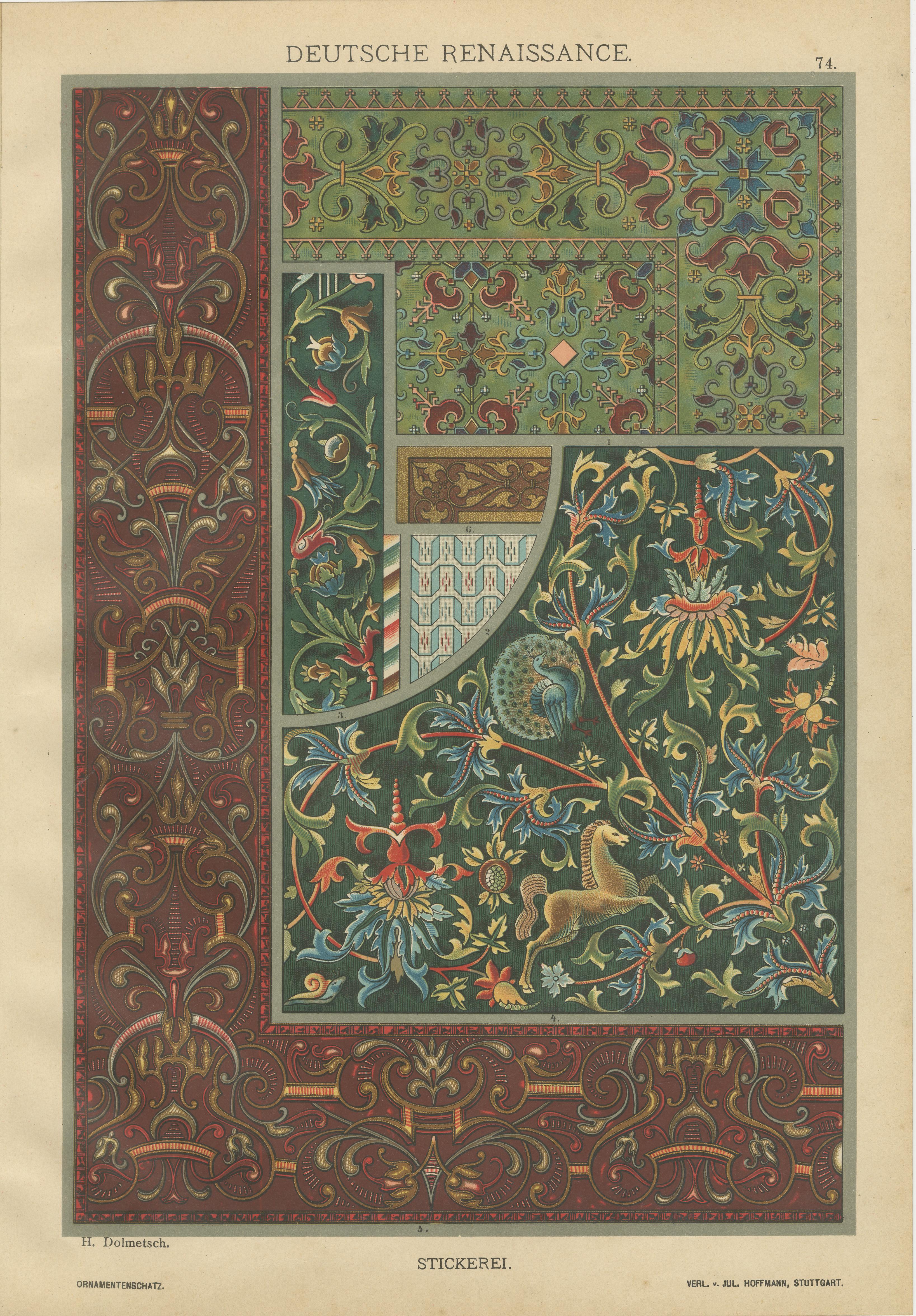 Fin du XIXe siècle Ensemble de 4 gravures anciennes de la Renaissance allemande par H. Dolmetsch, c.1887. en vente