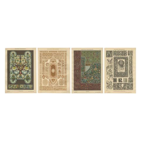 Set of 4 Antique German Renaissance Design Prints by H. Dolmetsch, c.1887