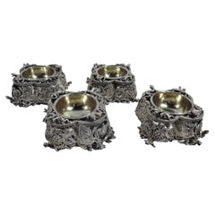 Set of 4 Antique German Renaissance Revival Silver Open Salts