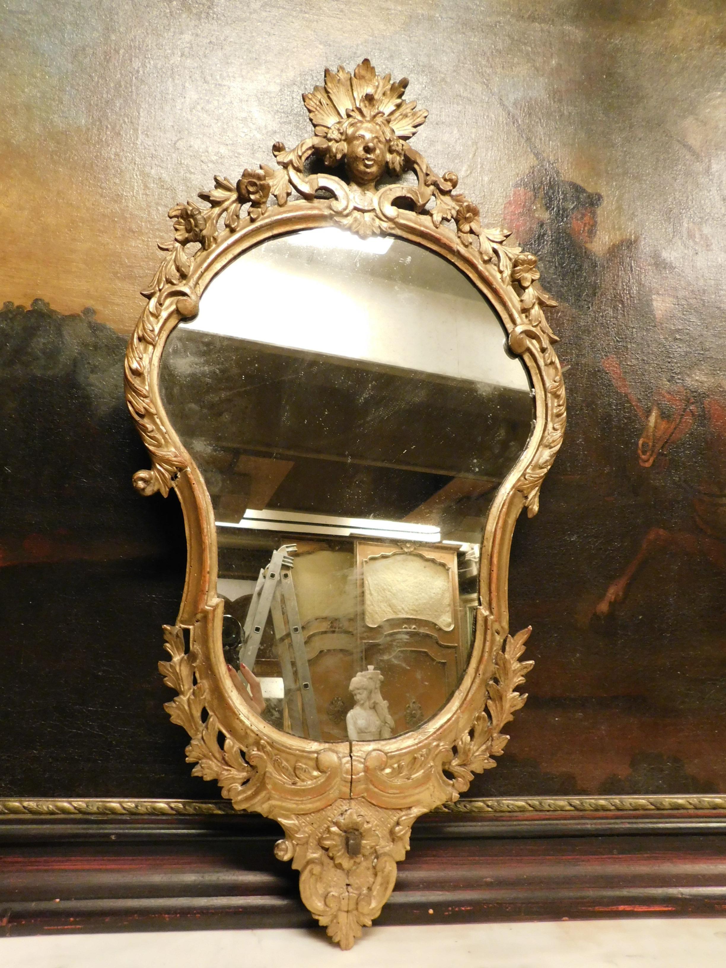 Set of 4 Antique Gilded Mirrors, 18th Century Italy In Good Condition In Cuneo, Italy (CN)