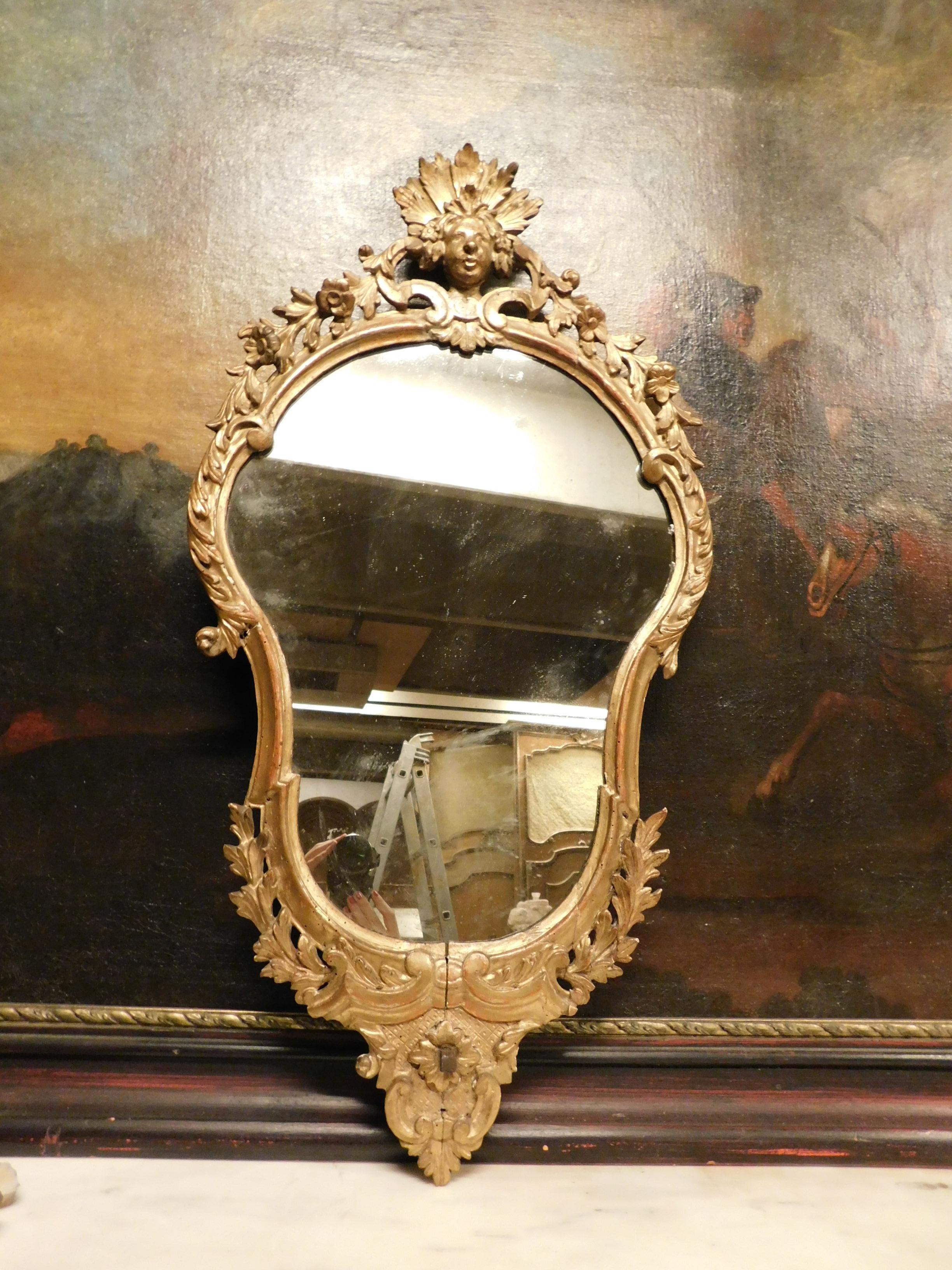 18th Century and Earlier Set of 4 Antique Gilded Mirrors, 18th Century Italy