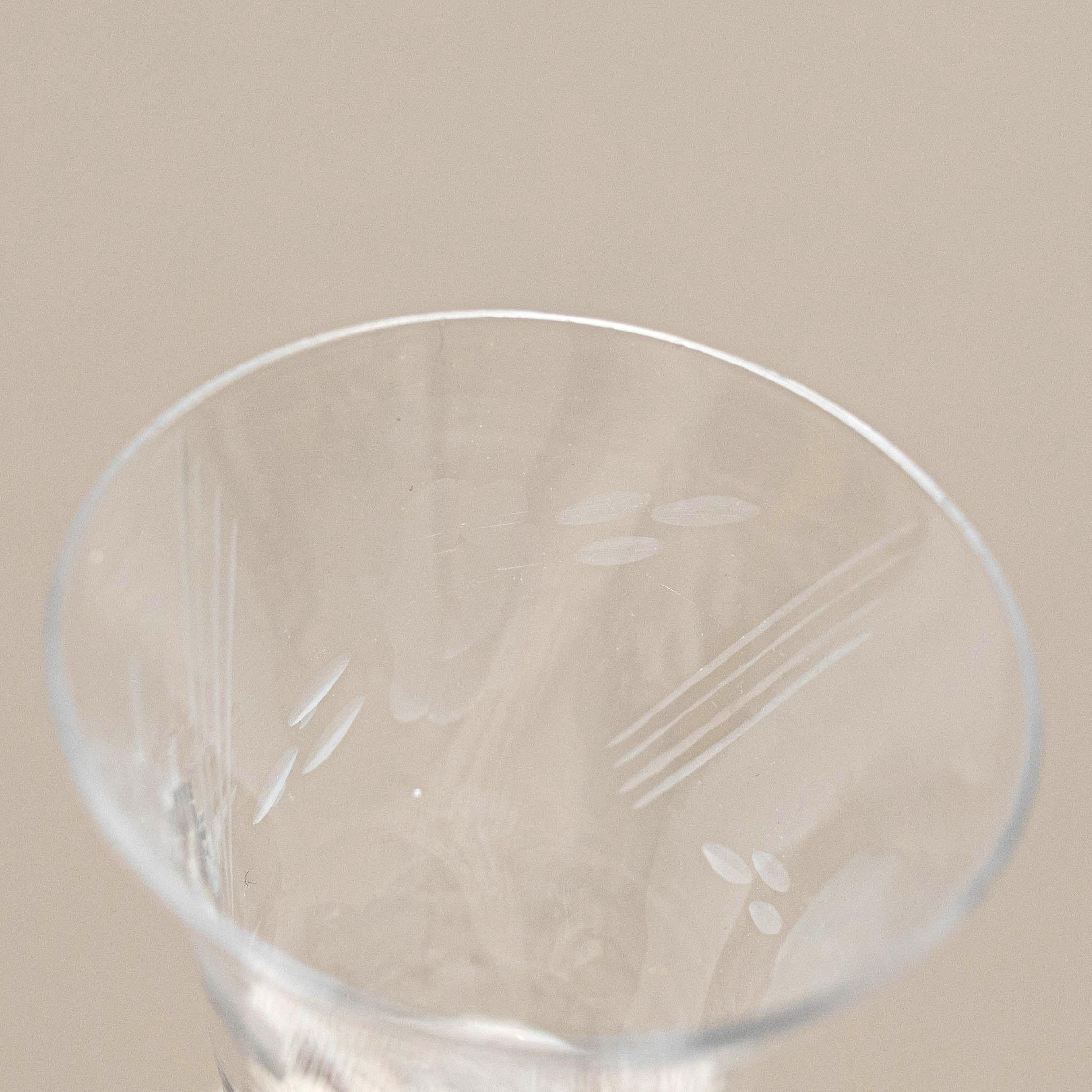 Juego de 4 copas de vino antiguas de cristal, hacia 1940 Moderno de mediados de siglo