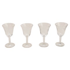 Juego de 4 copas de vino antiguas de cristal, hacia 1940