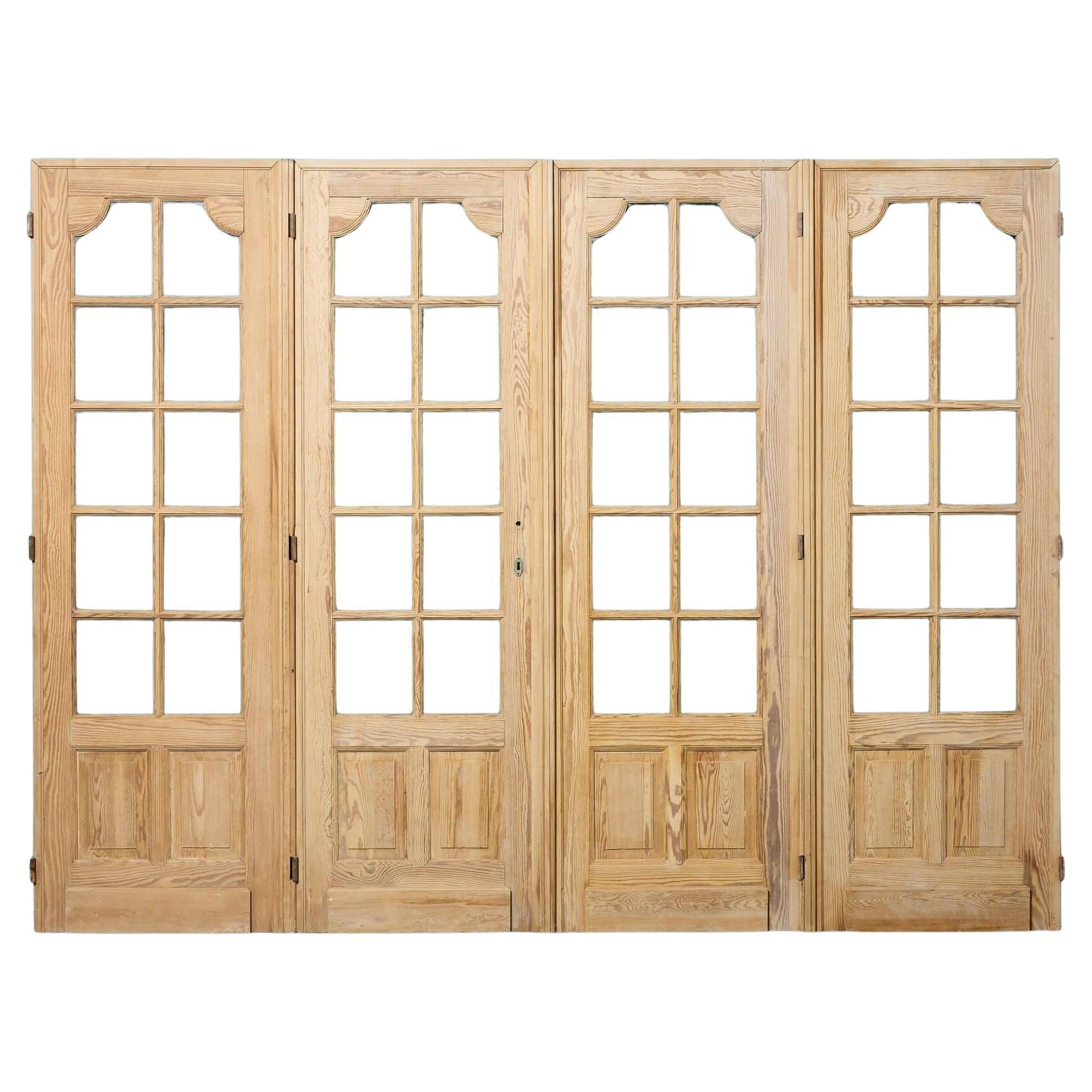 Set di 4 porte divisorie French glassate e antiche in vendita