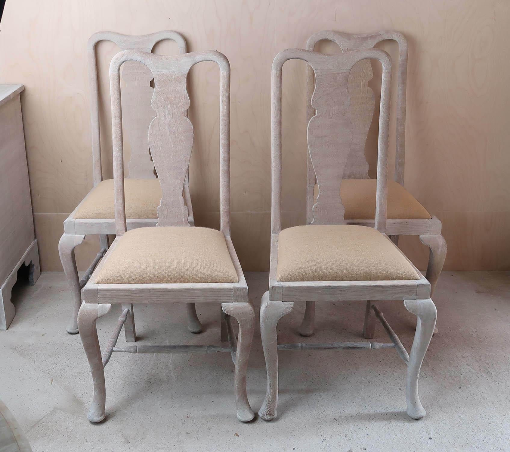 Limed  Set of 4 Antique Gustavian Style Urn Back Dining Chairs. C.1920