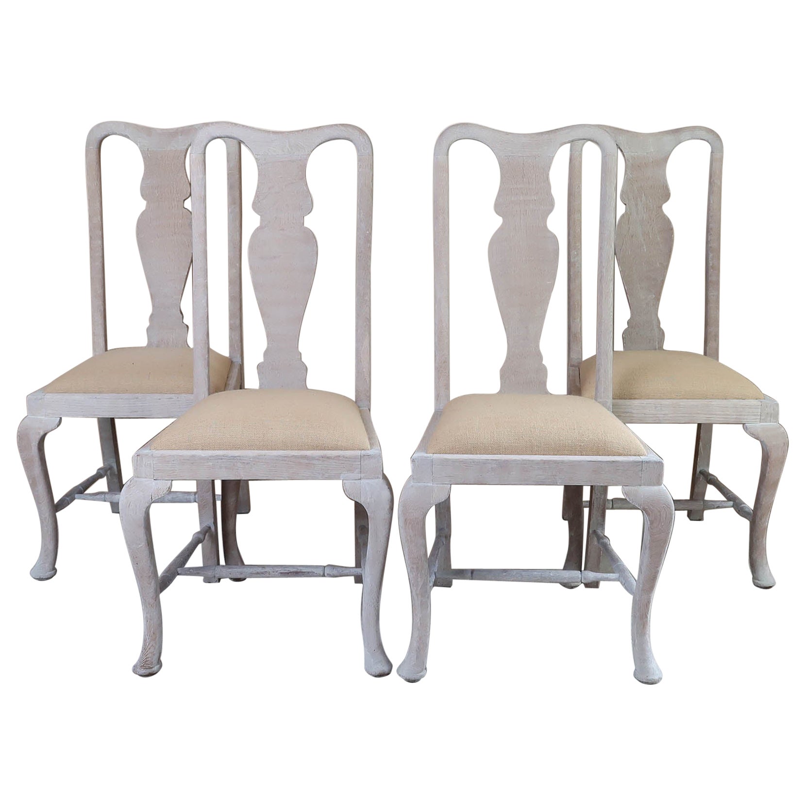 Set of 4 Antique Gustavian Style Urn Back Dining Chairs. C.1920