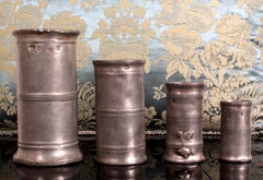 Set of 4 antique hallmarked pewter measuring jugs Italy late 18th Ct Bergamo