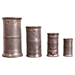 Set of 4 antique hallmarked pewter measuring jugs Italy late 18th Ct Bergamo