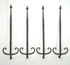 Set of 4 Antique Hand Forged Iron Strap Hinges