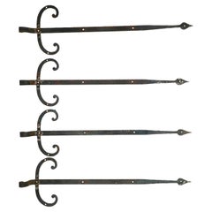 Set of 4 Antique Hand Forged Wrought Iron Strap Hinges