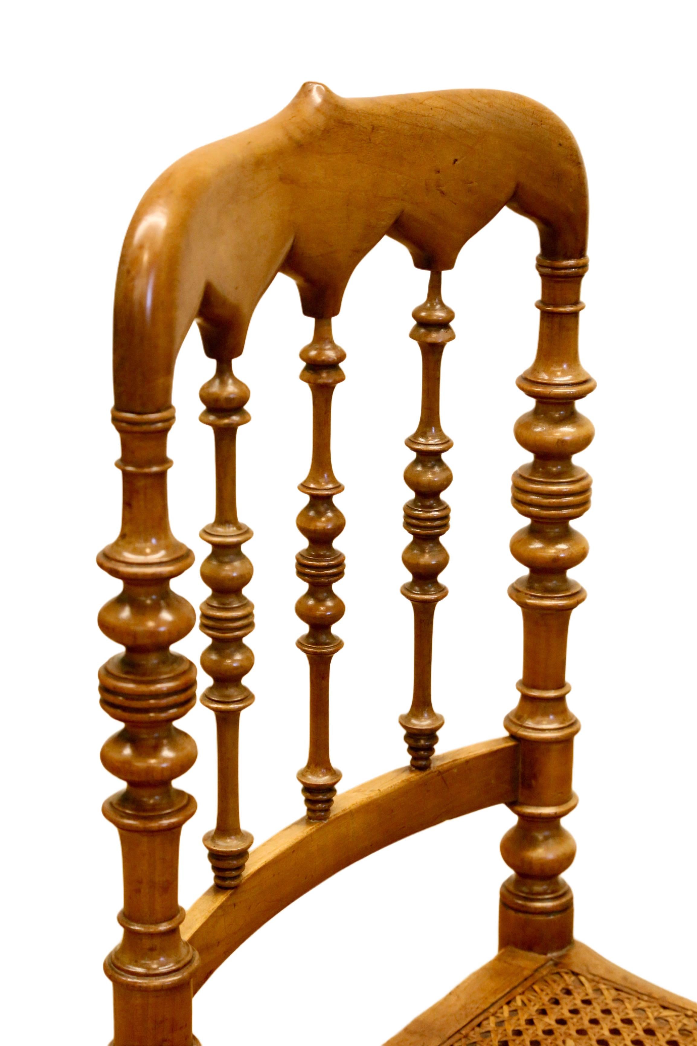 Set of 4 Antique Hitchcock, Alford & Co. Walnut Cane Seat Dining Chairs For Sale 7