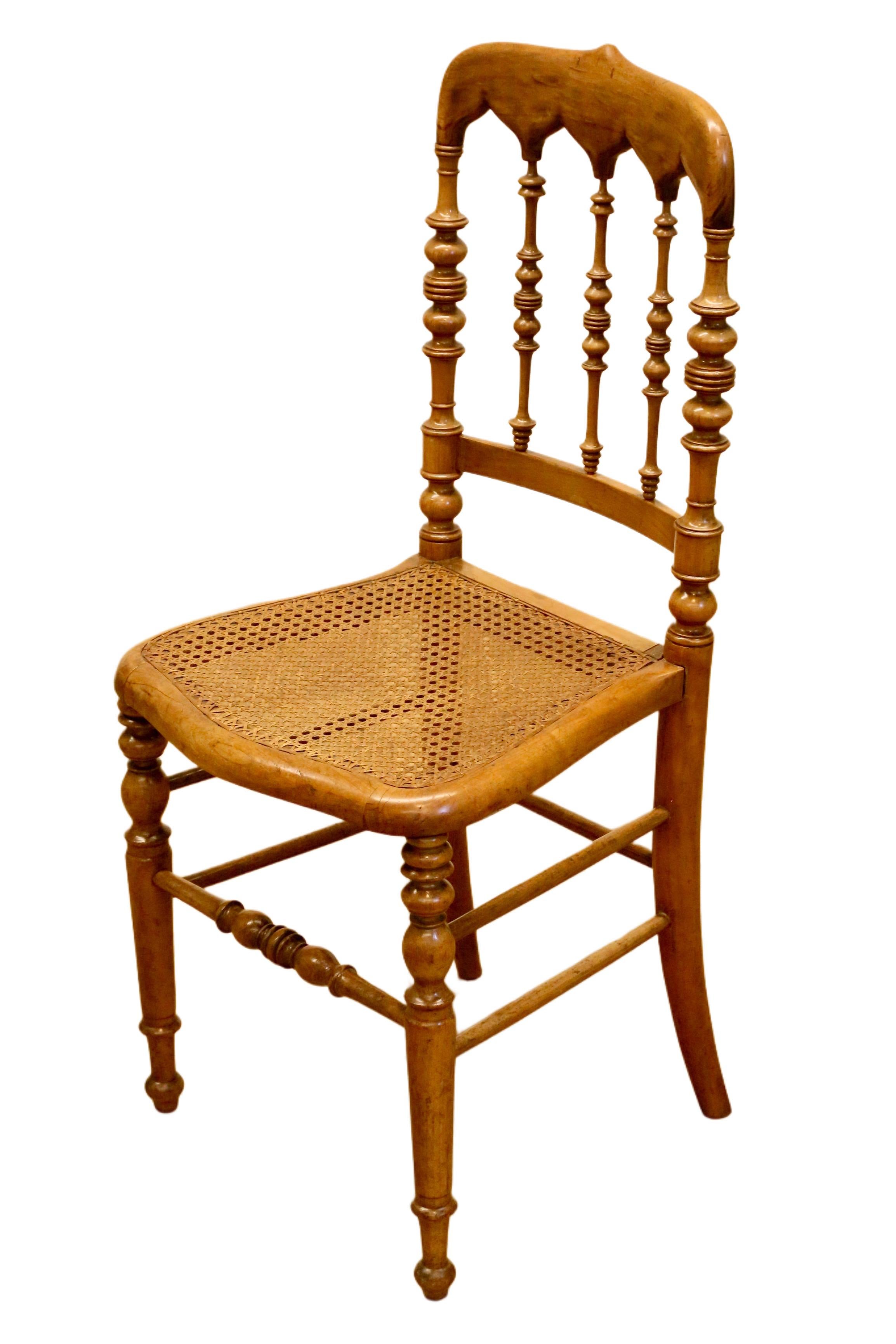 19th Century Set of 4 Antique Hitchcock, Alford & Co. Walnut Cane Seat Dining Chairs For Sale