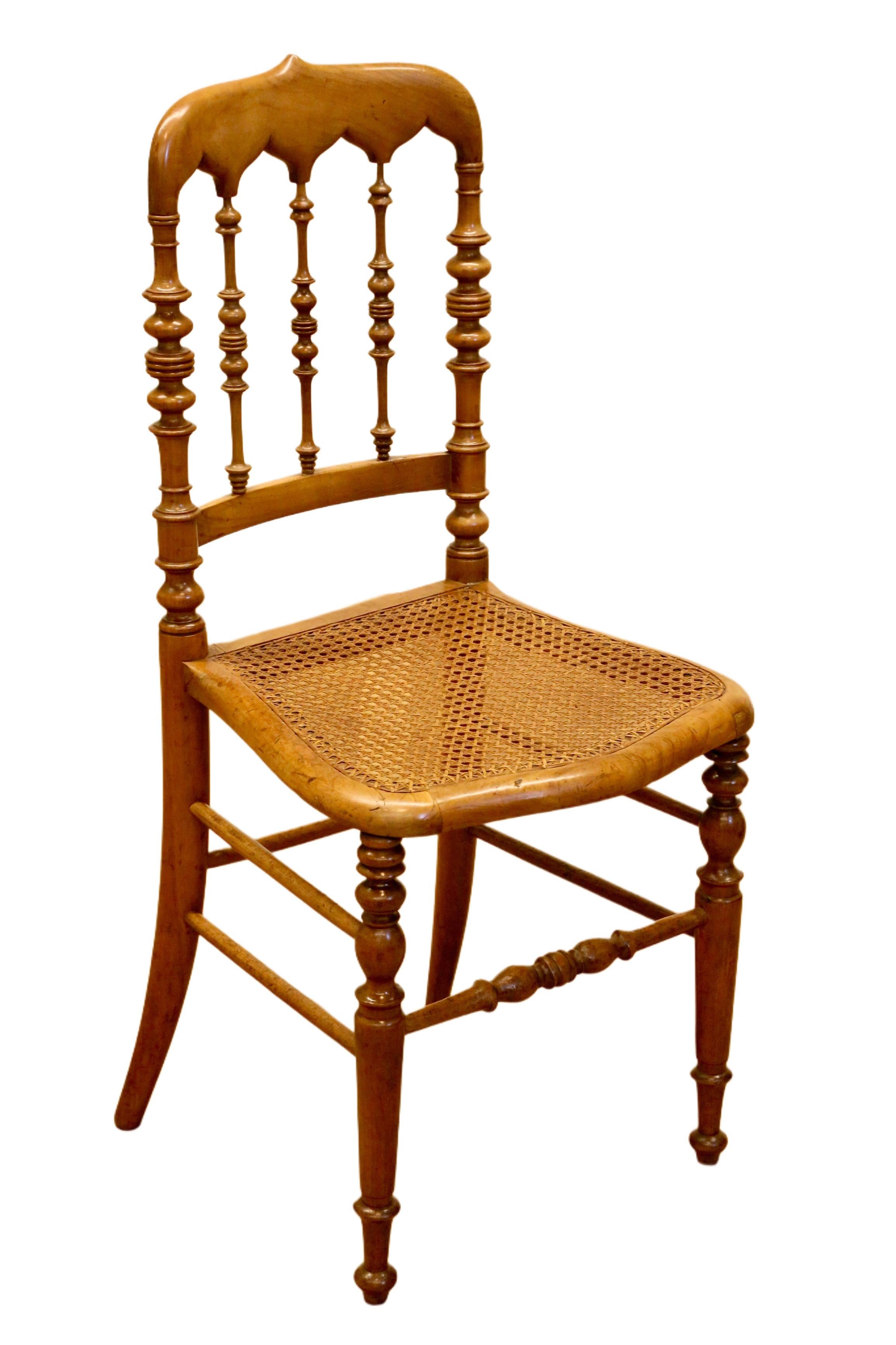 Set of 4 Antique Hitchcock, Alford & Co. Walnut Cane Seat Dining Chairs For Sale 2