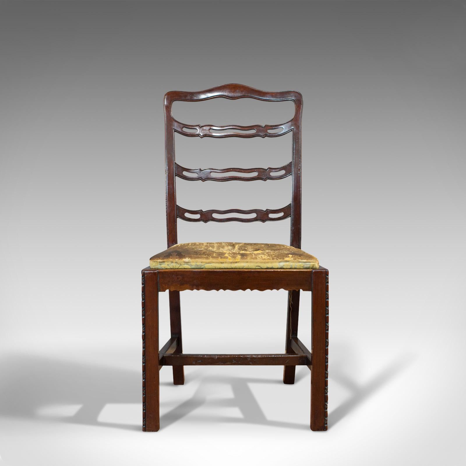 Satz von 4 antiken Stühlen mit Leiterrückenlehne, irisch, Mahagoni, Esszimmerstuhl, viktorianisch (Britisch) im Angebot
