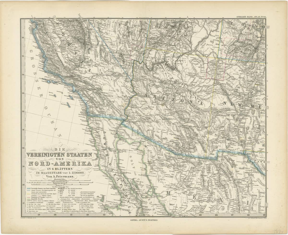 Set of 4 Antique Maps of part of the United States of America, c.1874