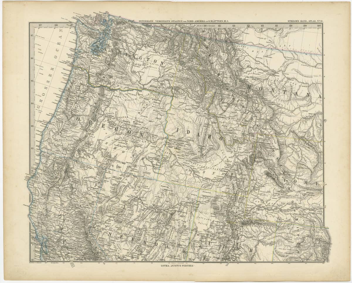 Set of 4 Antique Maps of part of the United States of America, c.1874