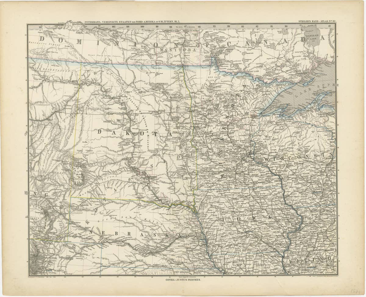 Set of 4 Antique Maps of part of the United States of America, c.1874