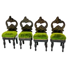 Set of 4 Antique Miniature German Boule Biedermeier Dollhouse Chairs, 1860-1890s