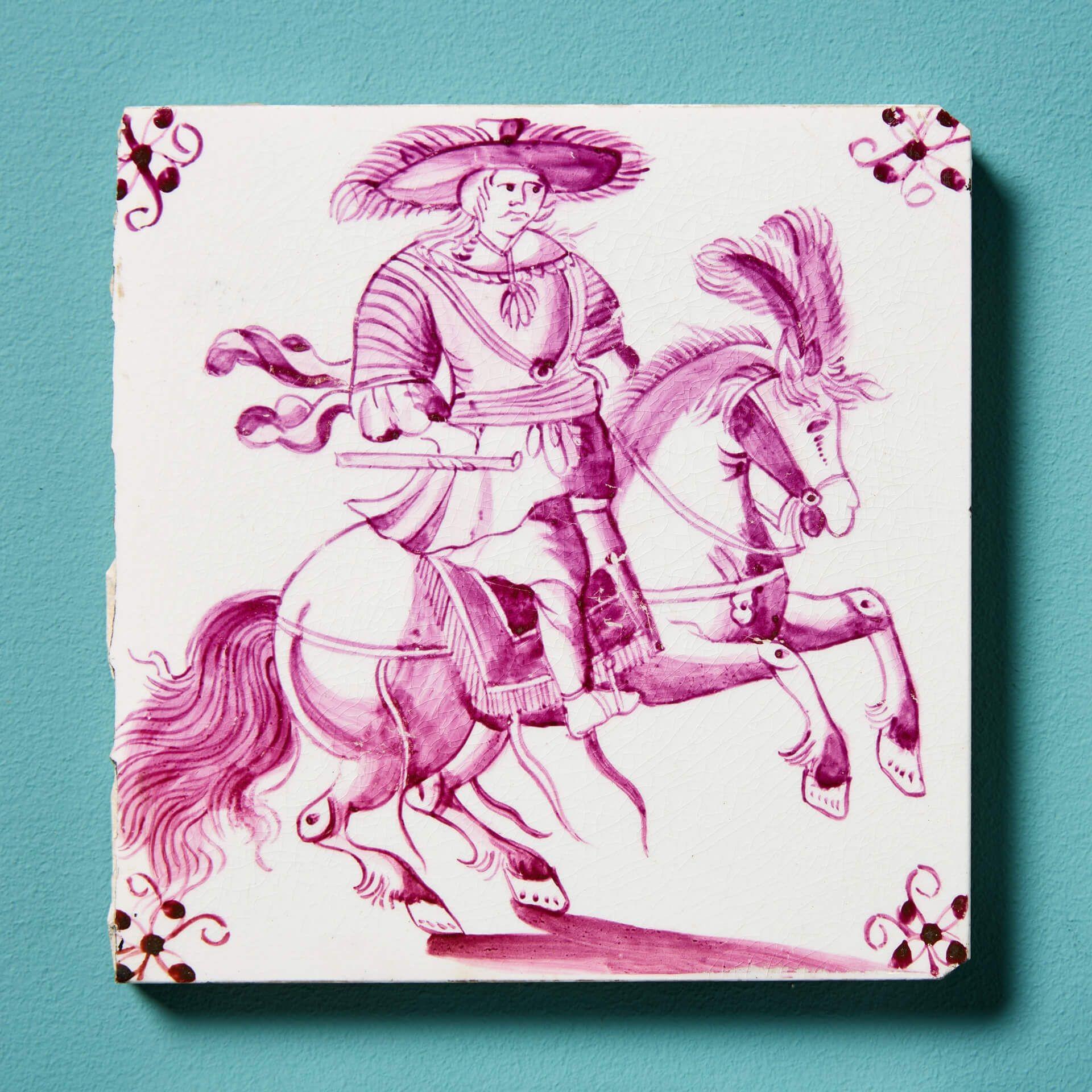 Victorien Ensemble de 4 carreaux Minton anciens au design de Delft en vente
