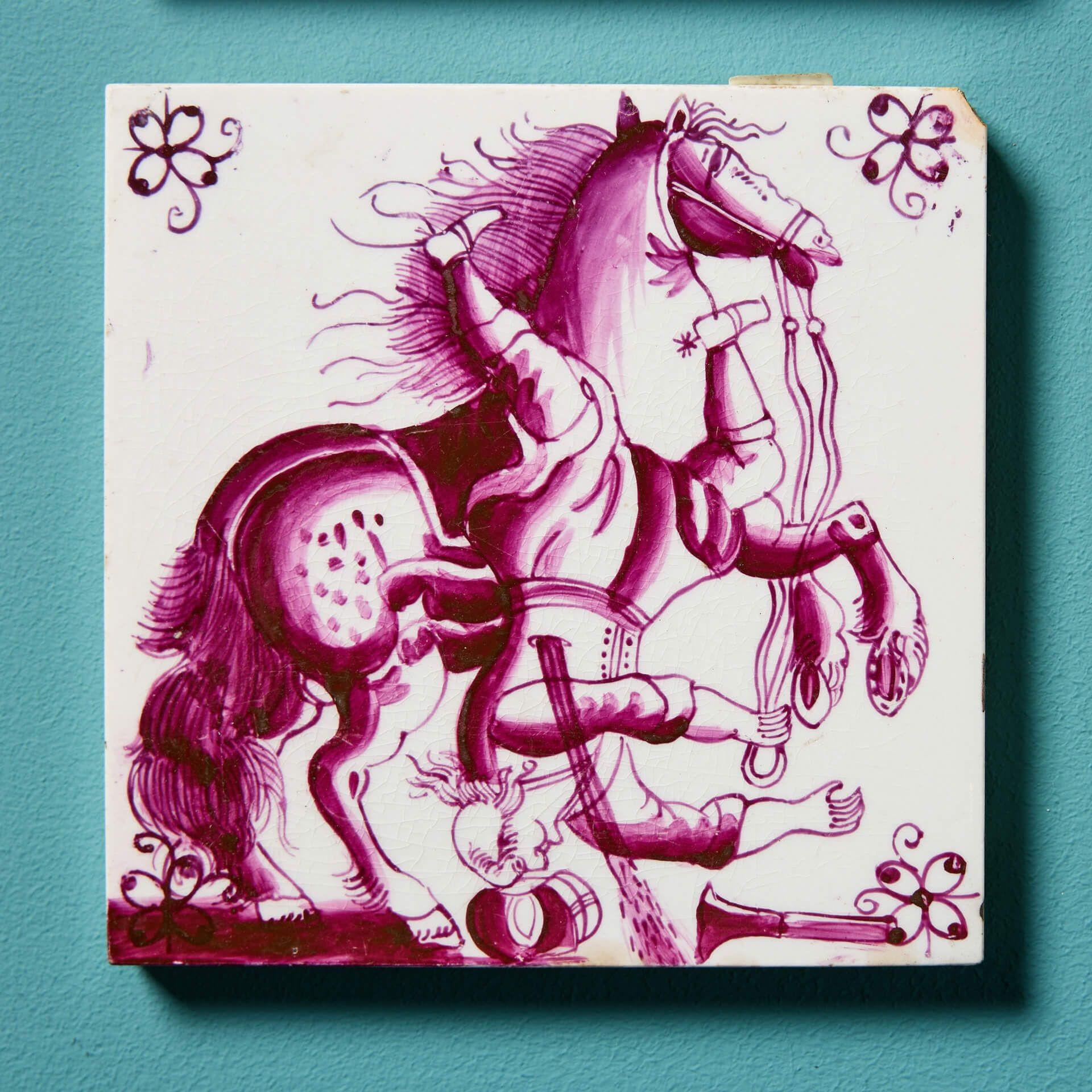 Ensemble de 4 carreaux Minton anciens au design de Delft État moyen - En vente à Wormelow, Herefordshire