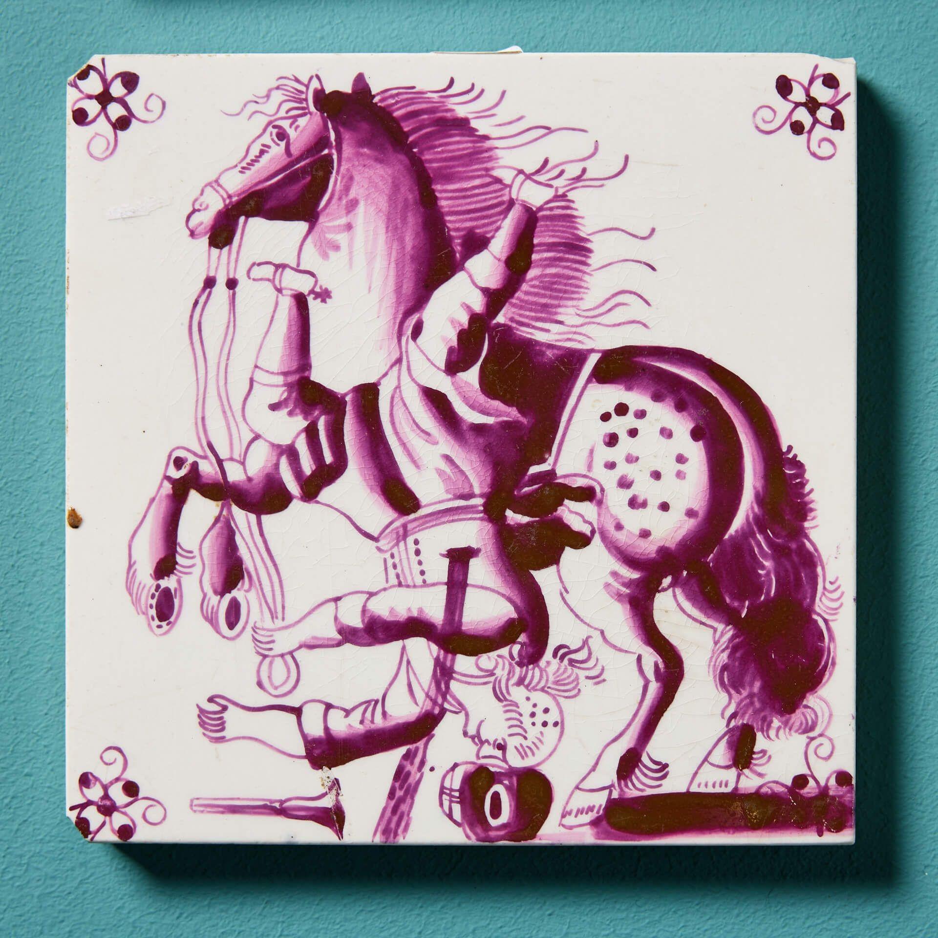 XIXe siècle Ensemble de 4 carreaux Minton anciens au design de Delft en vente