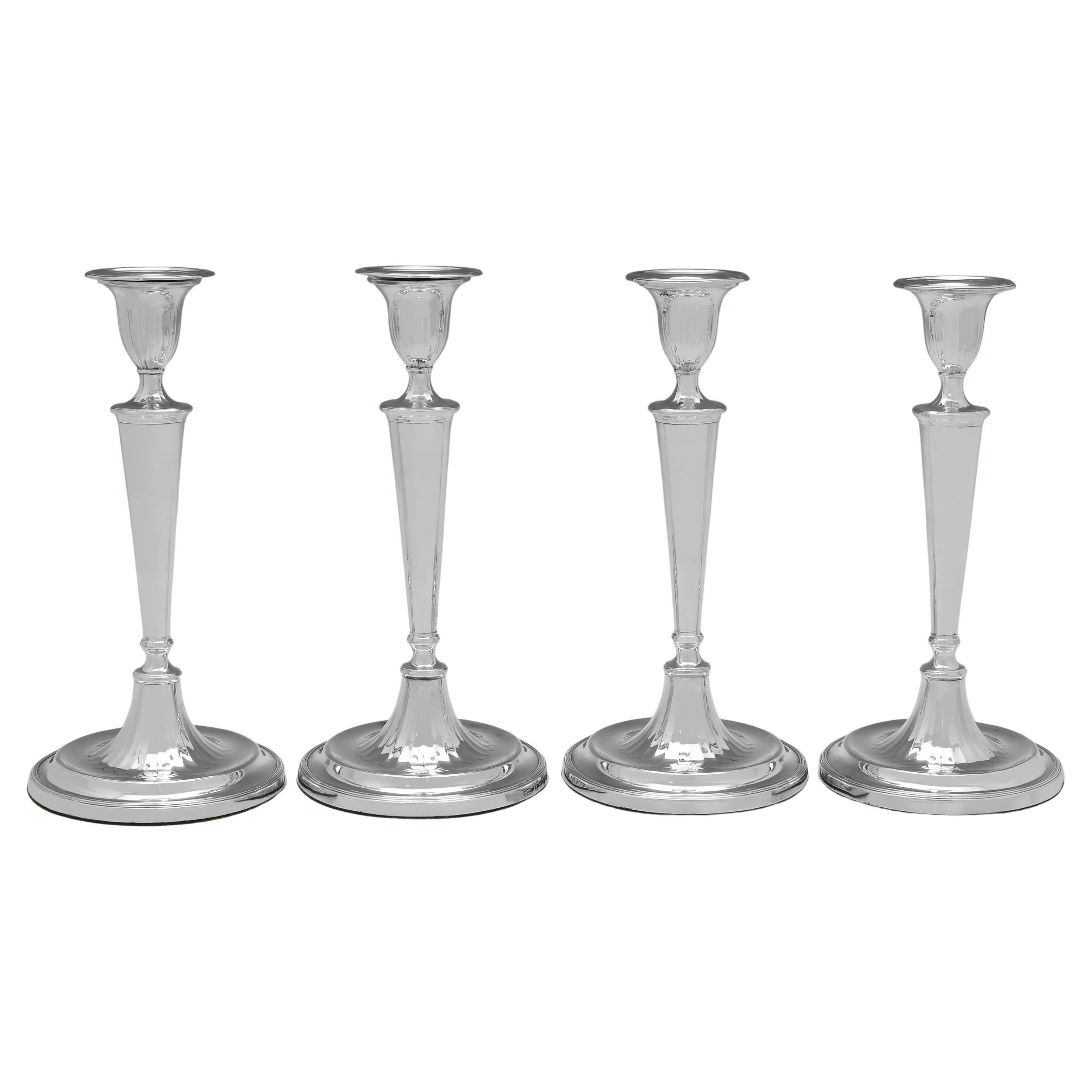 Set of 4 antique neoclassical sterling silver candlesticks - Sheffield 1786 For Sale