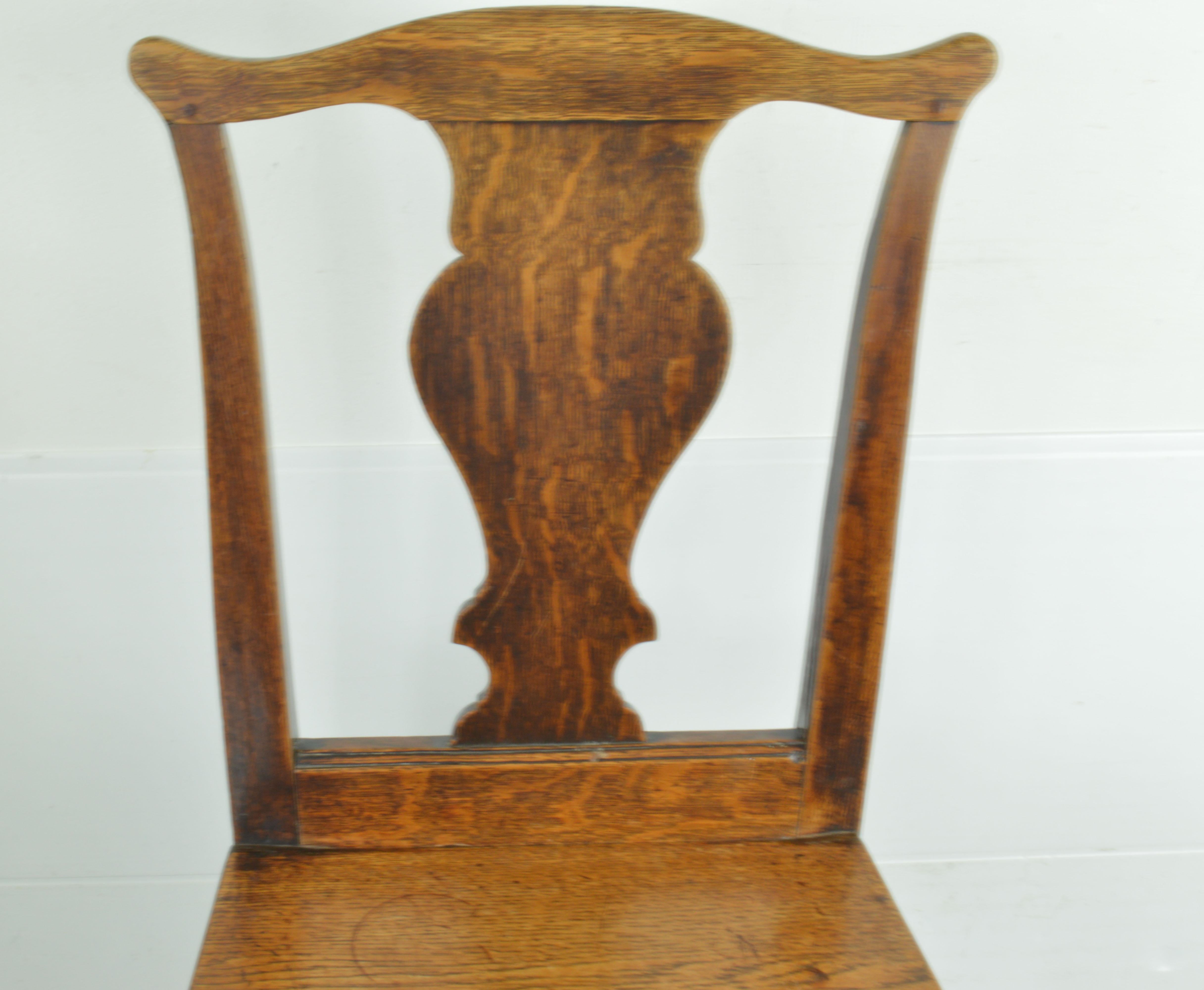 Set of 4 Antique Oak Country Chippendale Chairs, English, 18th Century In Good Condition In St Annes, Lancashire