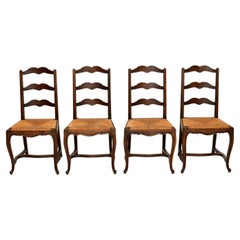 Set of 4 Antique Oak French Provincial Dining Chairs