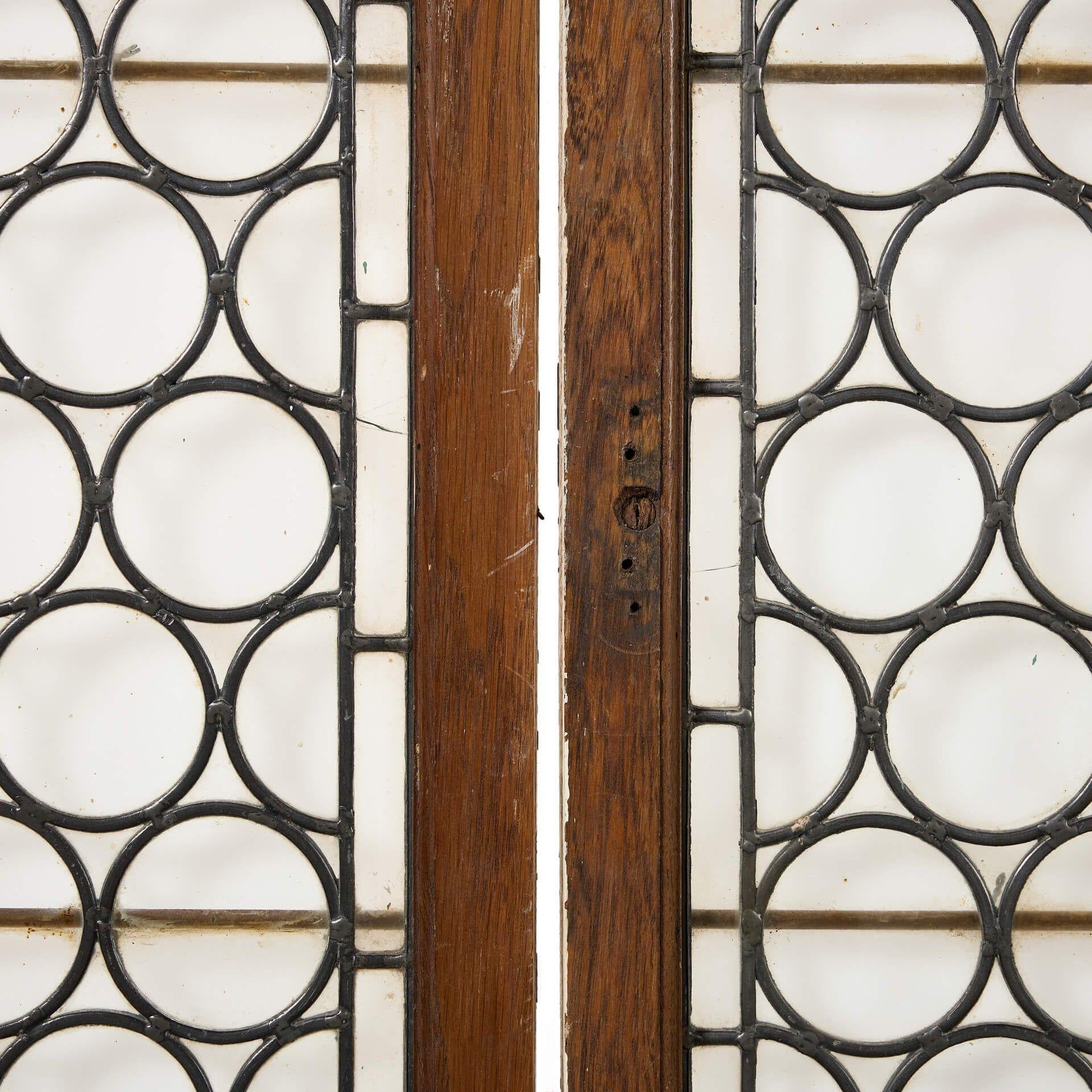 Juego de 4 Ventanas Acristaladas de Roble Antiguo Eduardiano en venta