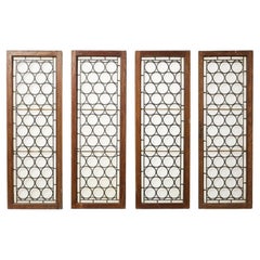 Juego de 4 Ventanas Acristaladas de Roble Antiguo