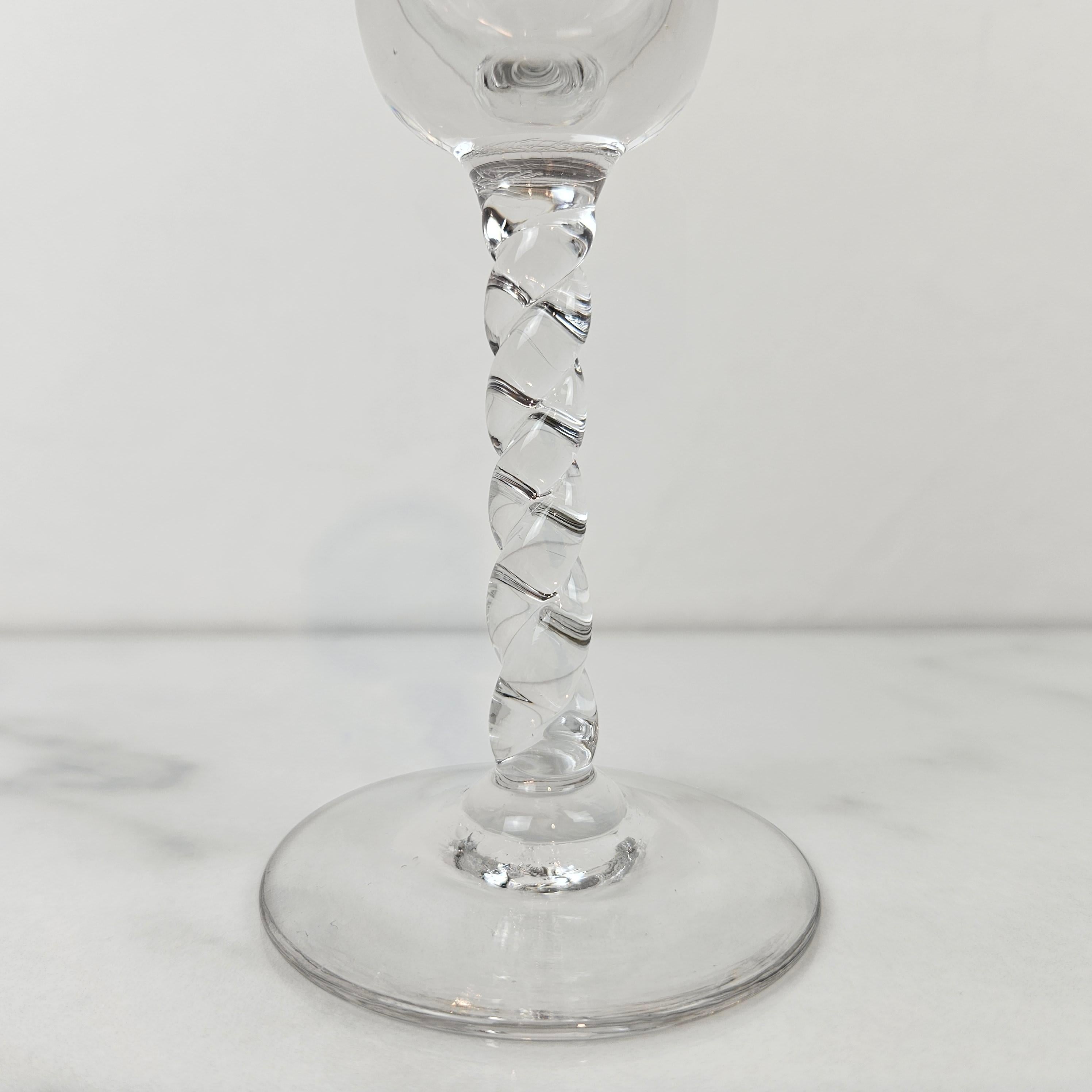 Blown Glass Set of 4 Antique “Oude Henkes Schiedam” Engraved Jenever Glasses, 1900's For Sale