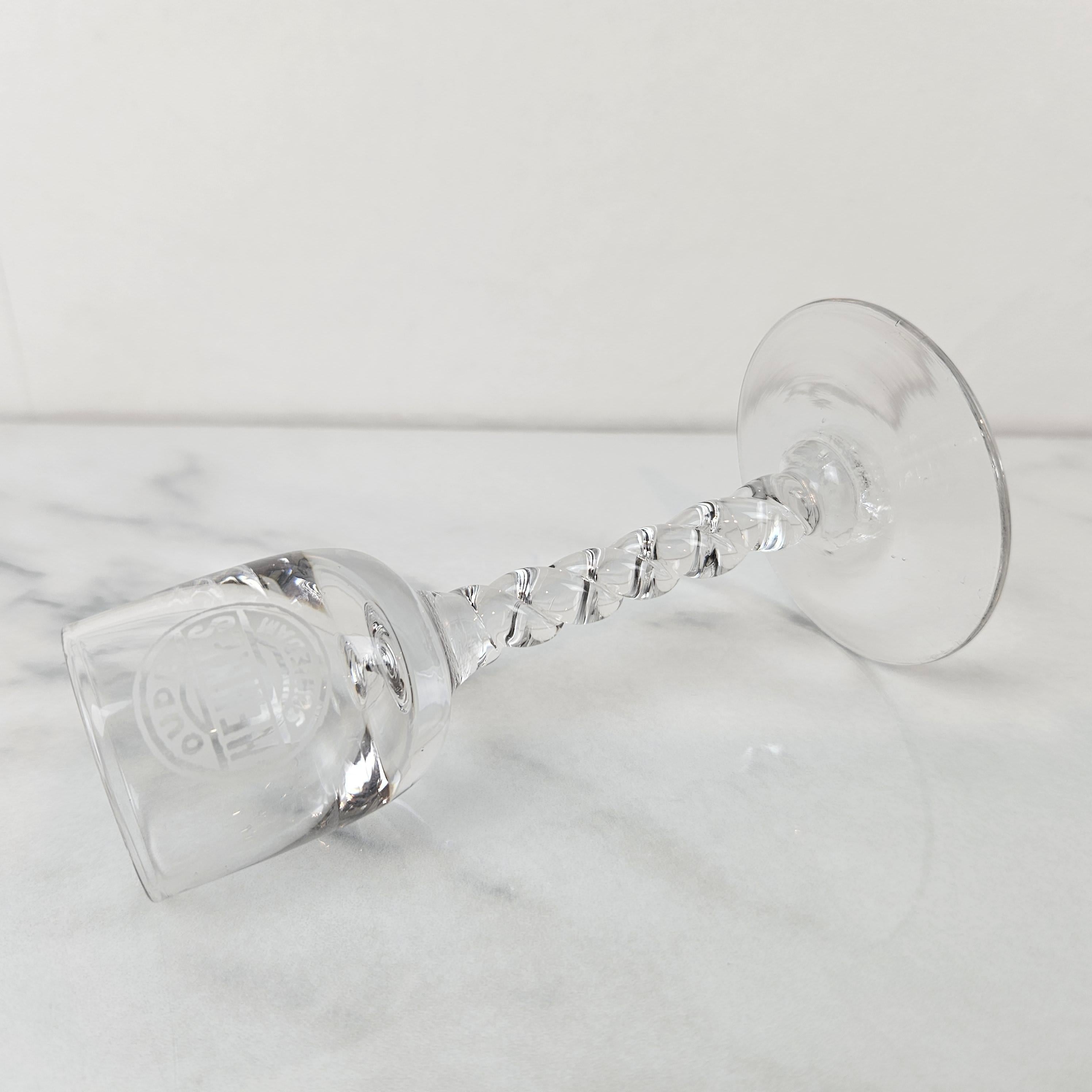 Set of 4 Antique “Oude Henkes Schiedam” Engraved Jenever Glasses, 1900's For Sale 1