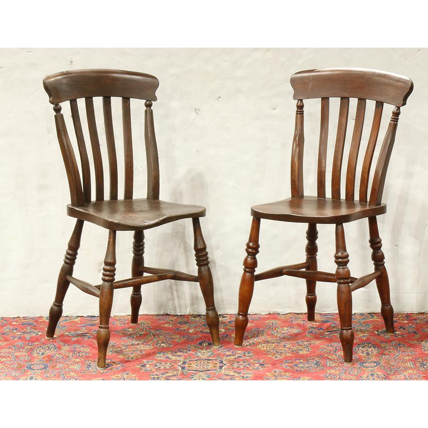 Hand-Carved Set of 4 Antique Period American Colonial Pine Splat Back Chairs lLate 18th C For Sale