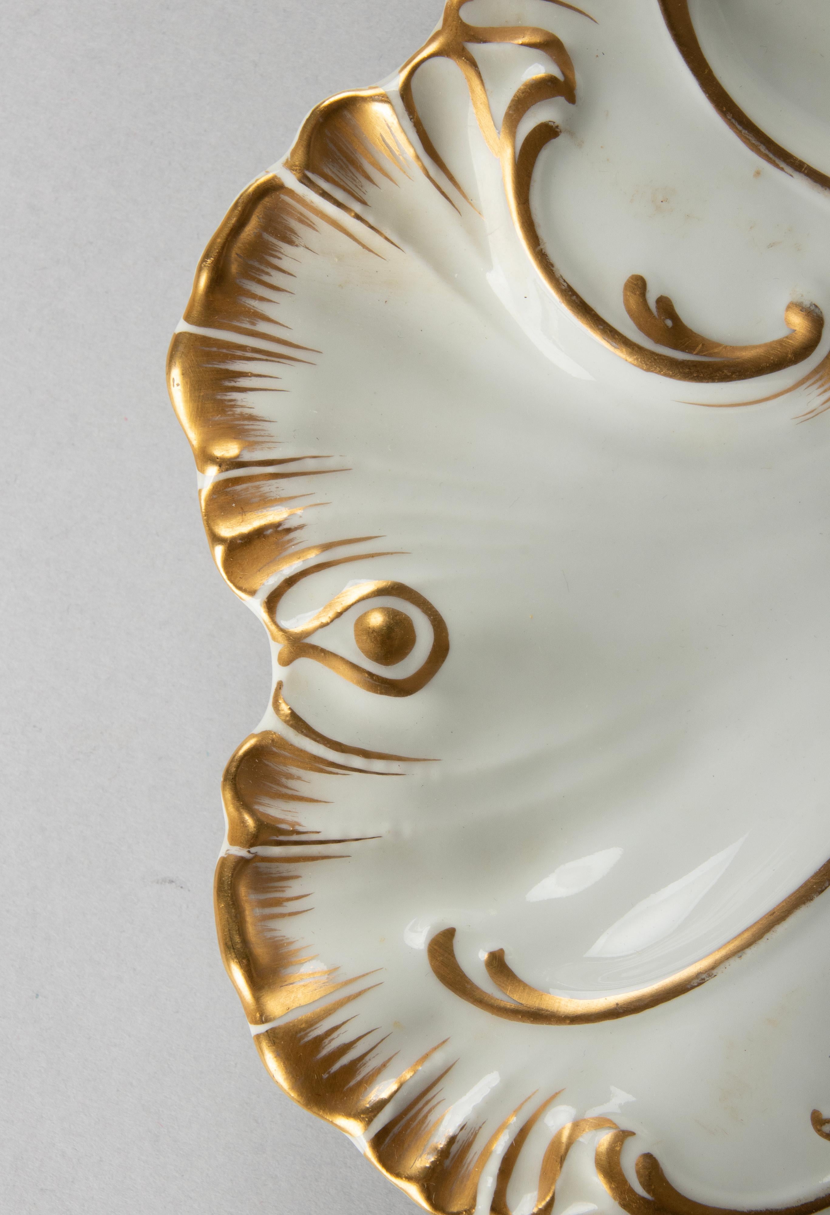 Set of 4 Antique Porcelain Oyster Plates Made by Limoges A. Lanternier 4
