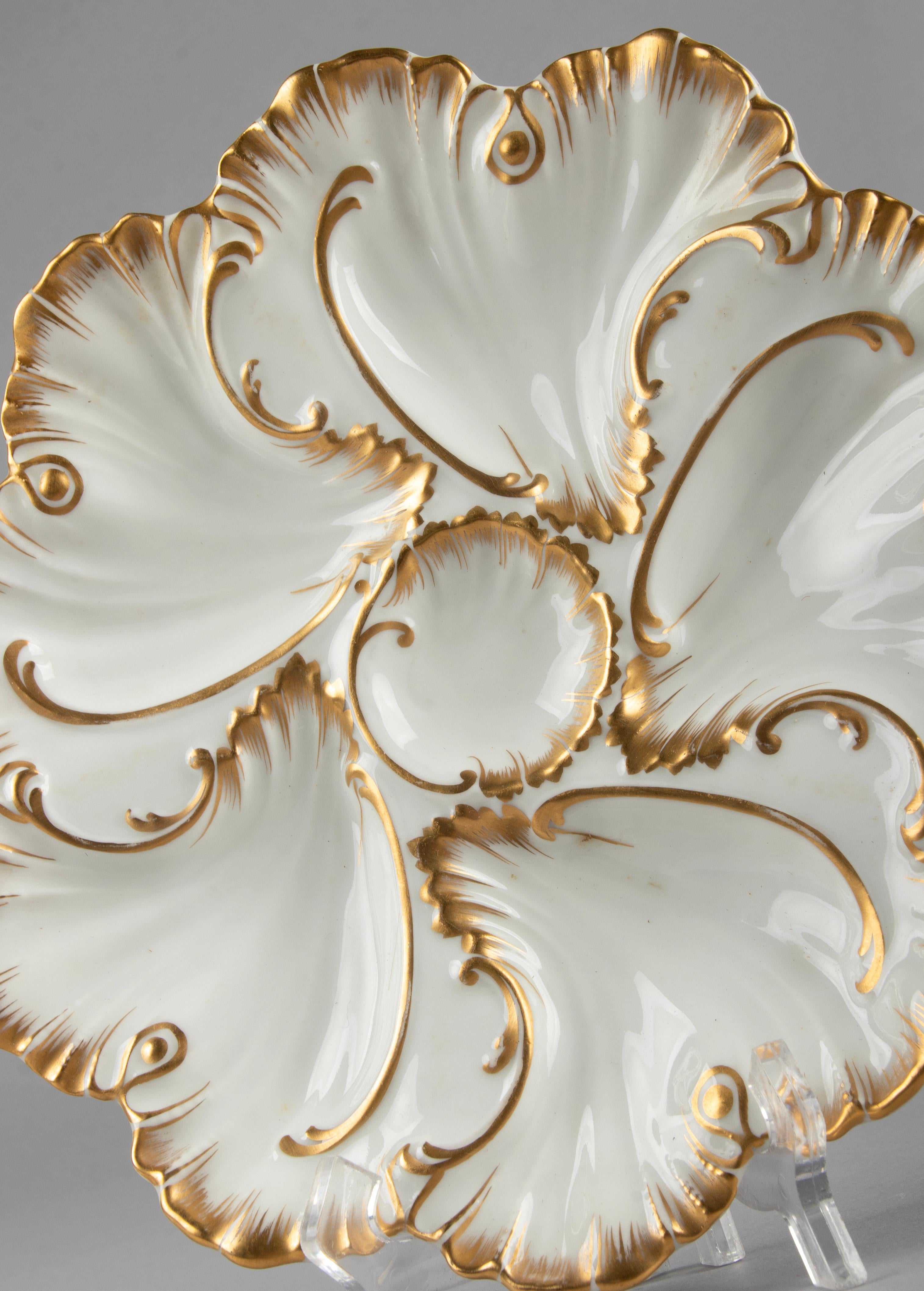 Set of 4 Antique Porcelain Oyster Plates Made by Limoges A. Lanternier 10