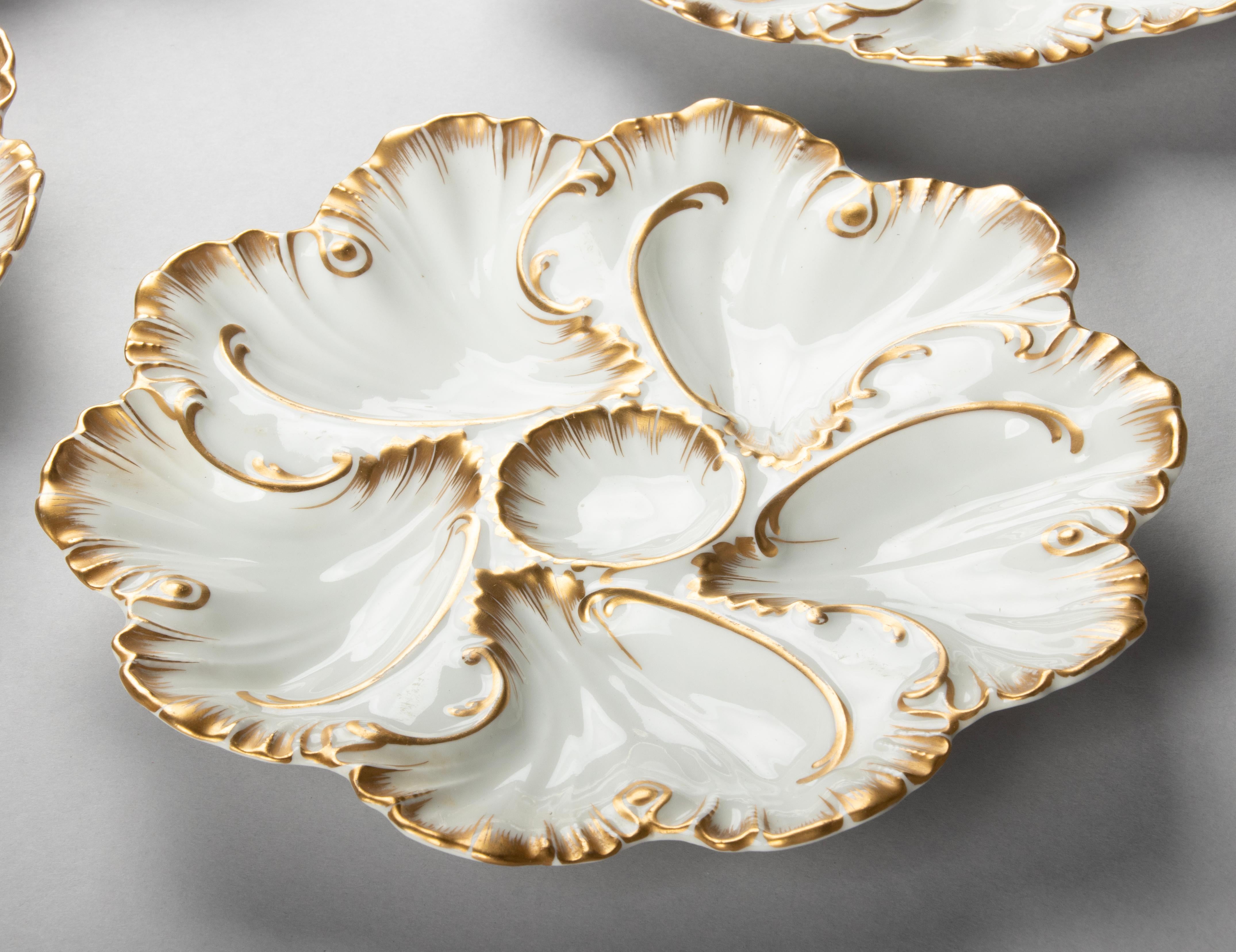 Set of 4 Antique Porcelain Oyster Plates Made by Limoges A. Lanternier 11