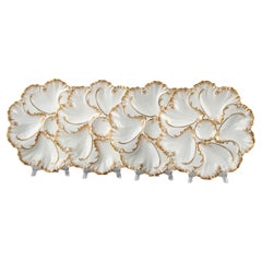 Set of 4 Antique Porcelain Oyster Plates Made by Limoges A. Lanternier