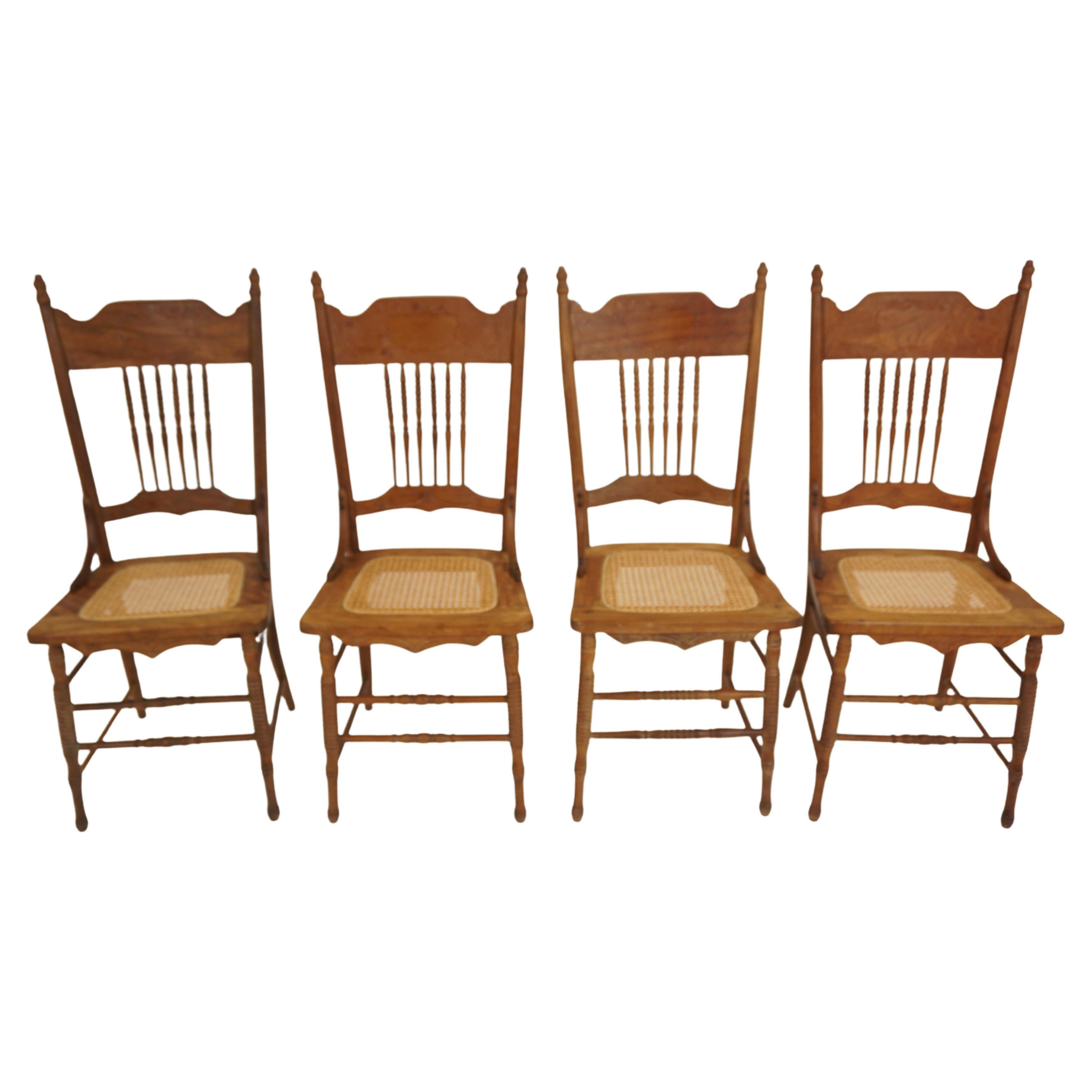 Set of 4 Antique Pressed Back Kitchen Chairs, American 1900, B2908