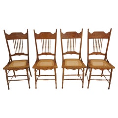 Set of 4 Antique Pressed Back Kitchen Chairs, American 1900, B2908